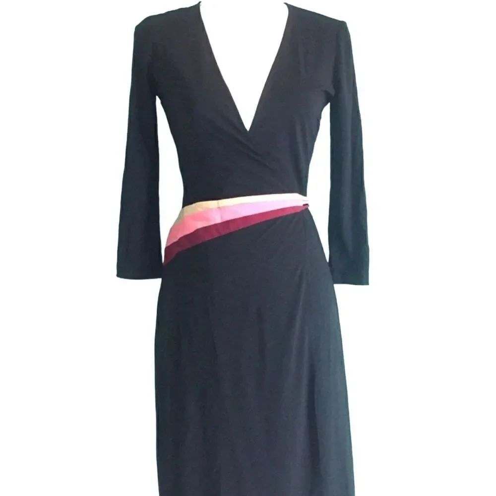 BCBGMAXAZRIA Black Wrap Dress Size Large